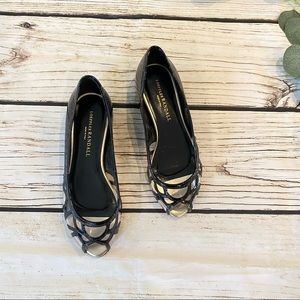 Loeffler Randall Open Toe Black Clear Flats Size 6